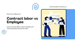 Contract labor vs employee comparison showing differences in hiring structure and workforce roles